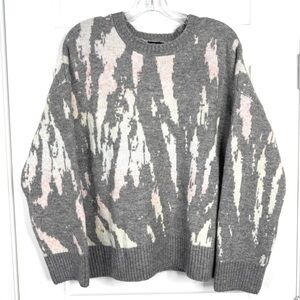 RAILS Virgo NEW Abstract Wool Blend Sweater Size L Grey Tie Dye NEW